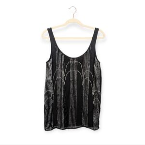 Susana Monaco Black Beaded Sleeveless Piper Top Size 6